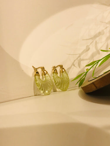 Green Crystal Hoop Earrings